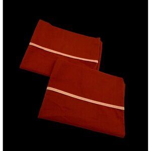 Vintage Pillowcases Rust Orange Standard Set 1970s Sears Retro Bedding